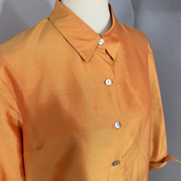 Vintage Silk Orange Womens Long Evening Jacket Large Dressy Lightweight Taffeta - Picture 14 of 15